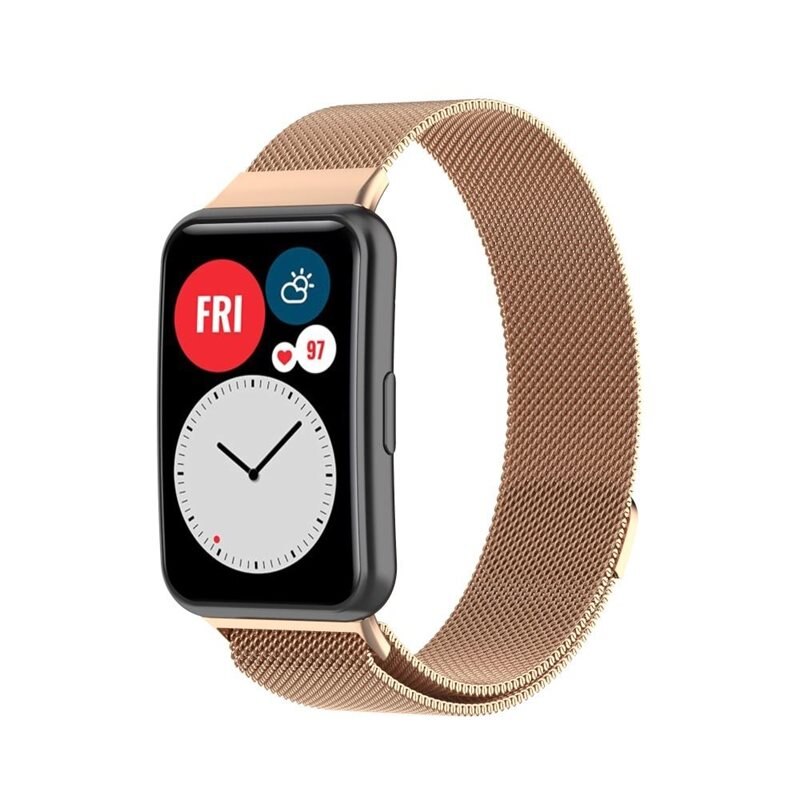Huawei Watch Fit Reim Milanese Loop Rosegull - Luksuriøst armbånd med magnetisk lukking - Rustfritt stål
