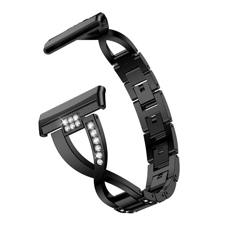 Crystal Bracelet Fitbit Sense 2 Black - Elegant reim med glitrende steiner i stilfull design