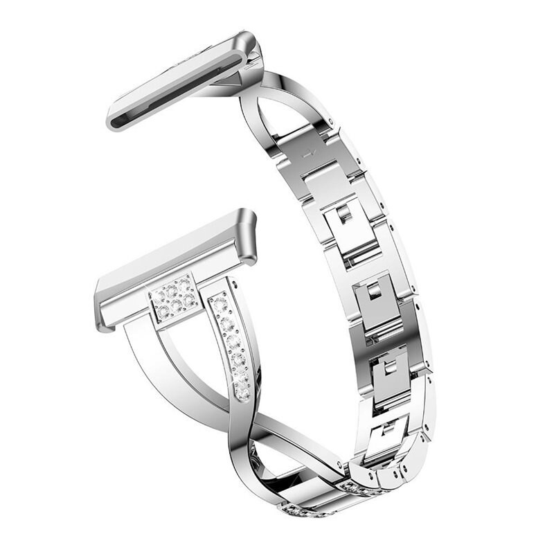 Crystal Bracelet Fitbit Versa 4 Sølv - Elegant reim med glitrende steiner i stilfull design