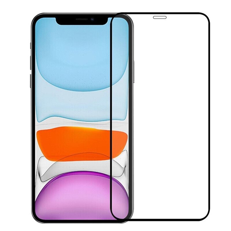 Heldekkende Skjermbeskytter Herdet Glass iPhone 12/12 Pro svart - Skjermbeskyttelse som dekker hele skjermen