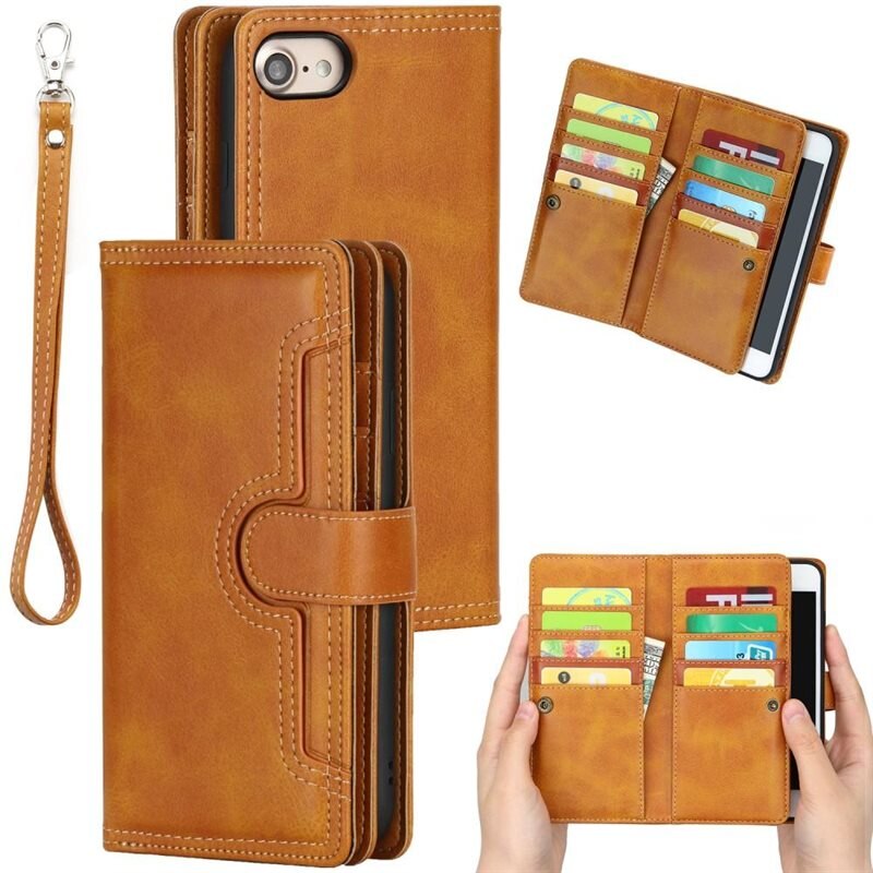 Lærlommebok Multi-slot iPhone SE (2020) cognac