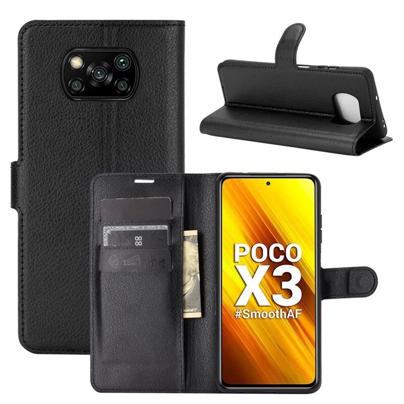 Mobilveske Xiaomi Poco X3 NFC Svart - Pengepungdeksel med kortlomme