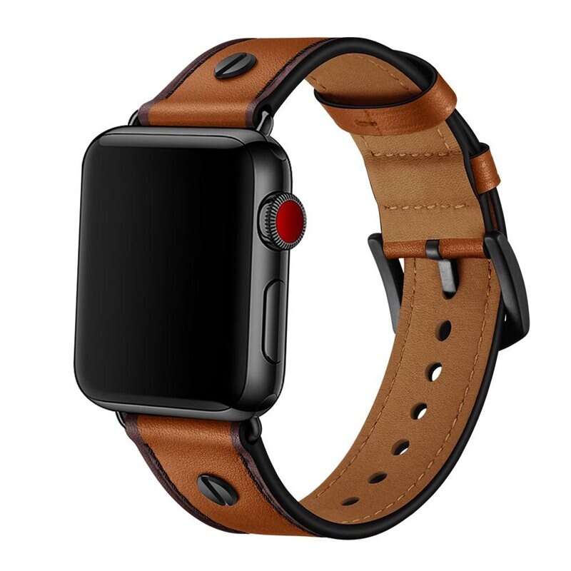 Premium Stud Watch Band Apple Watch 44mm Cognac - Klokkereim