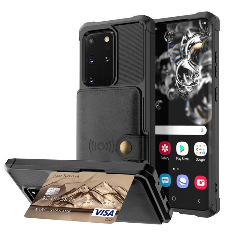 Tough Multi-slot Deksel Samsung Galaxy S20 Plus Svart - Mobildeksel med praktisk kortspor og lommebok