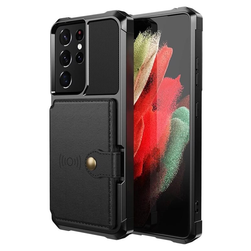 Tough Multi-slot Deksel Samsung Galaxy S21 Ultra Svart - Mobildeksel med praktisk kortspor og lommebok