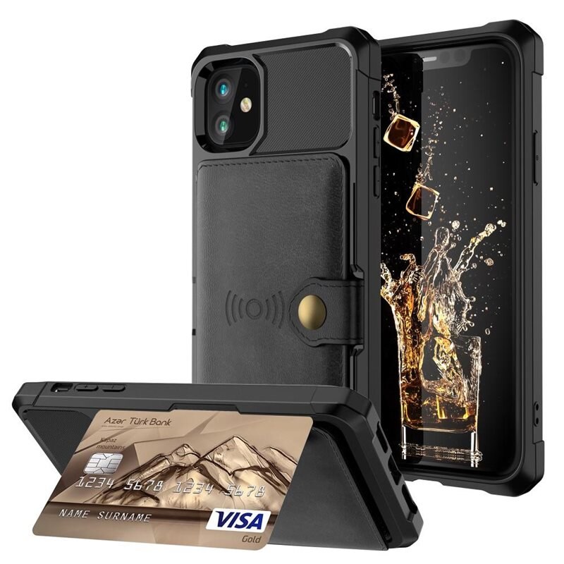 Tough Multi-slot Deksel iPhone 11 Svart - Mobildeksel med praktisk kortspor og lommebok