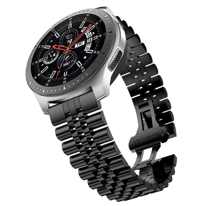 Stainless Steel Bracelet Samsung Galaxy Watch/Huawei Watch Black - Klokkereim