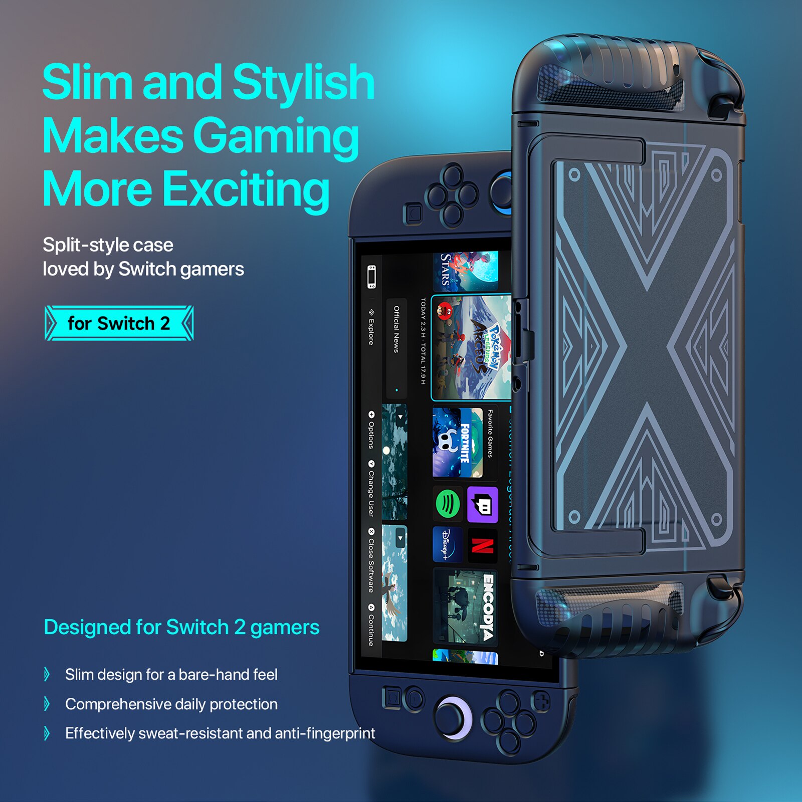 Grip X Deksel Nintendo Switch 2 Svart