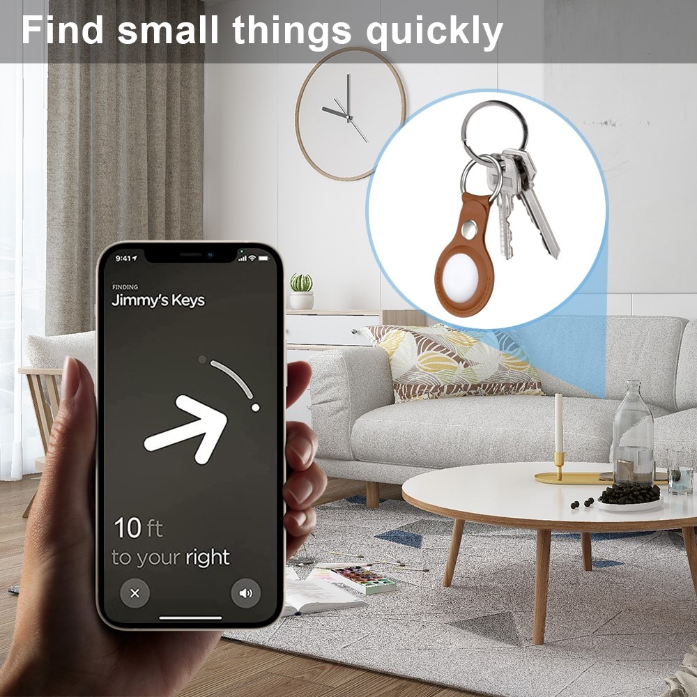 Nøkkelring Lær Apple AirTag brun