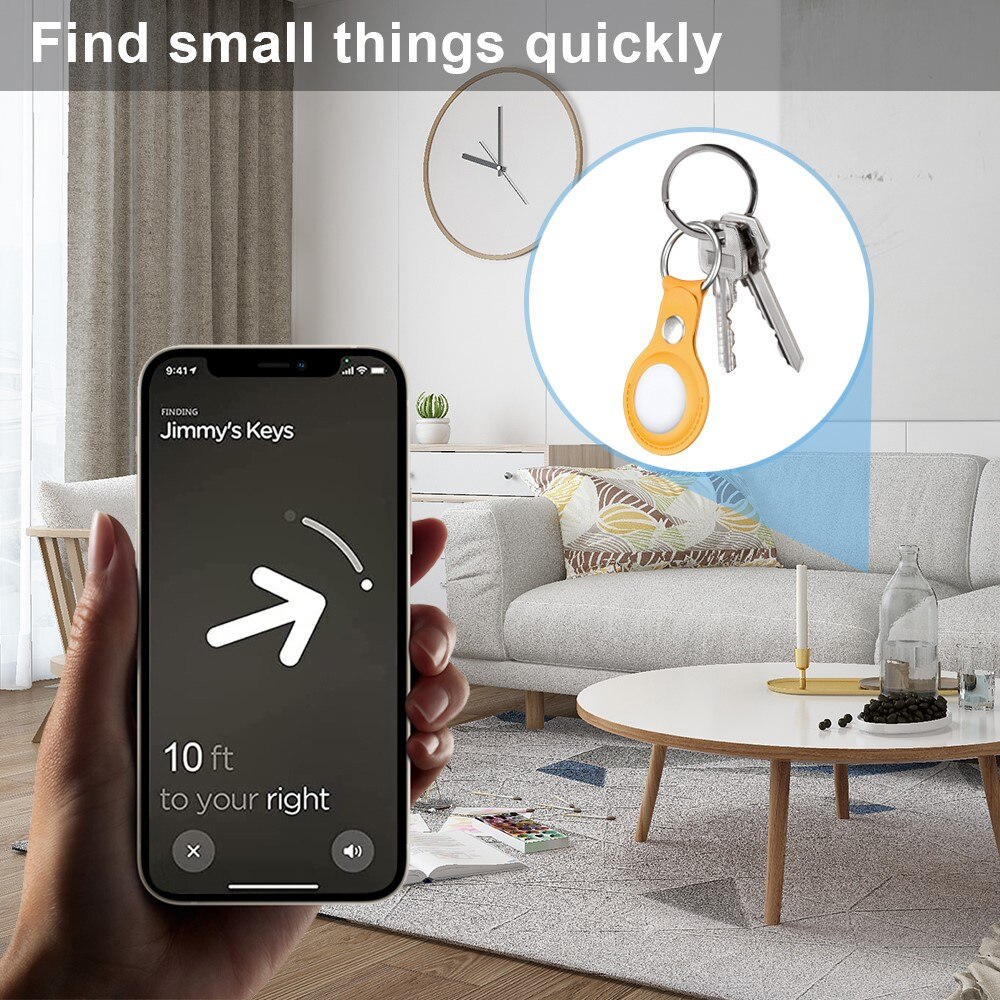 Nøkkelring Lær Apple AirTag gul