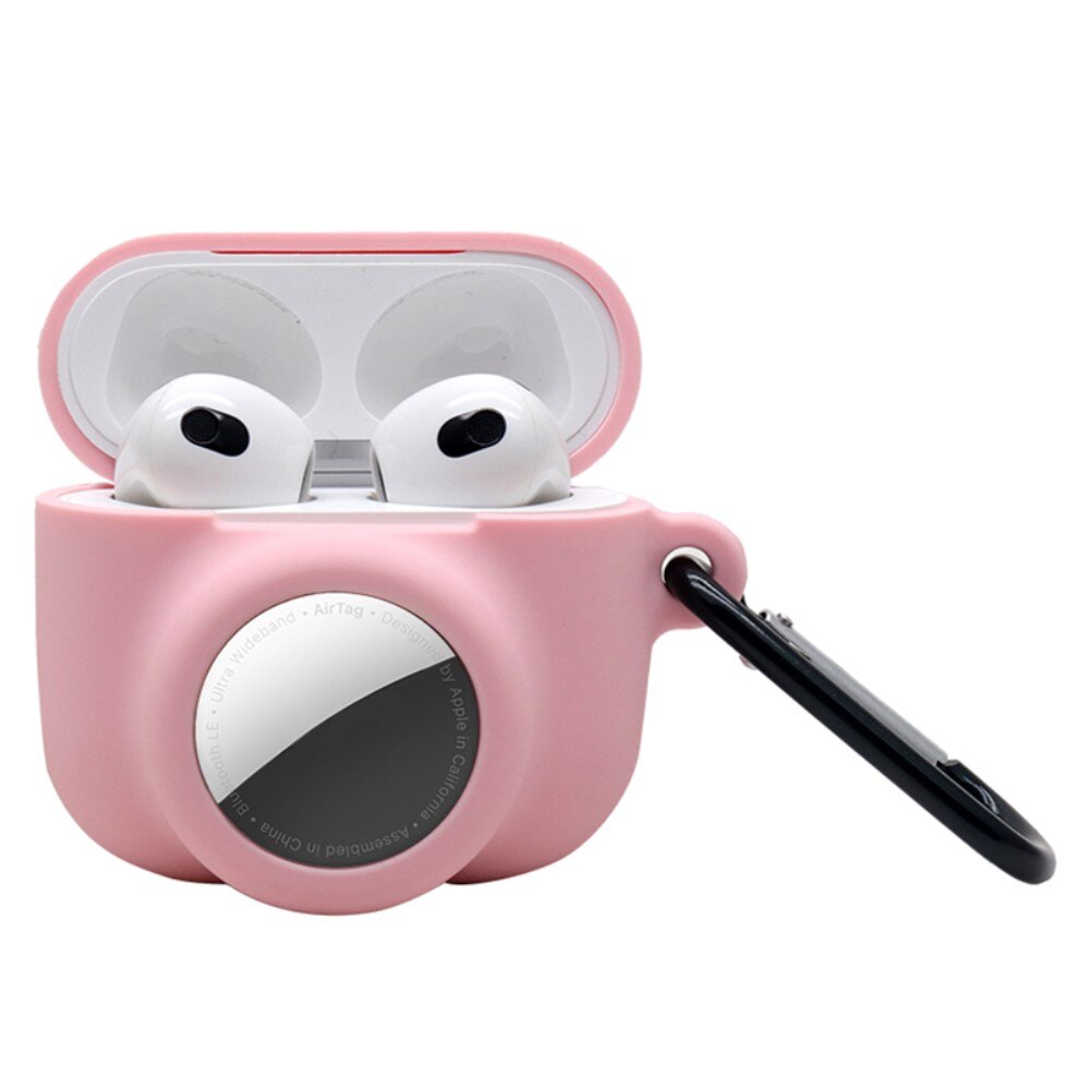 Silikondeksel med AirTag holder Apple AirPods 3 rosa