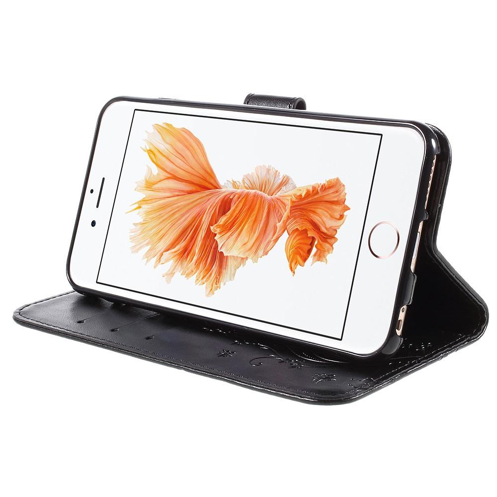 Lærveske Sommerfugler iPhone 6/6S Svart