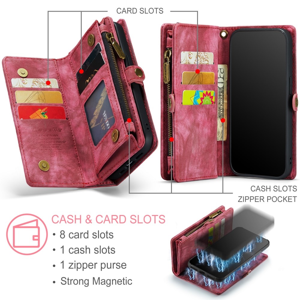 Multi-slot Lommeboksetui iPhone XR rød