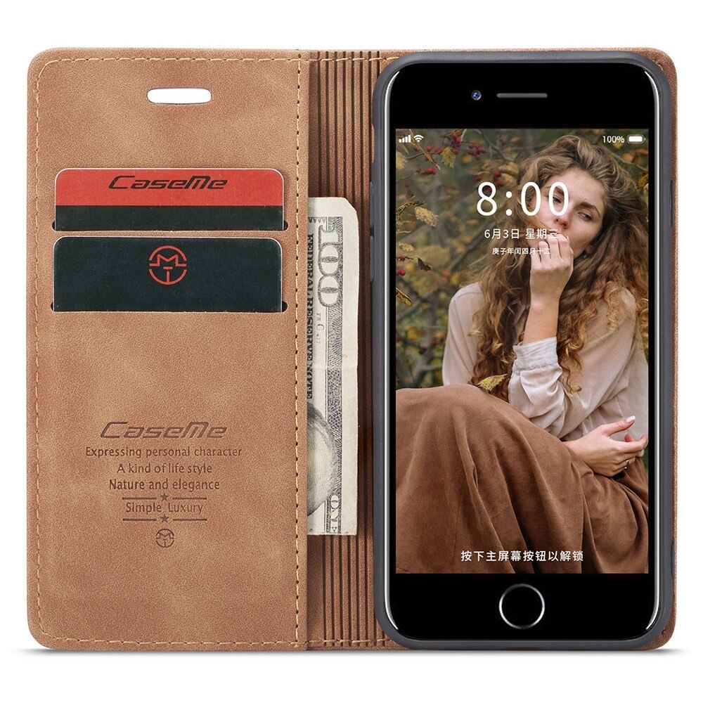 Slim Lommebokveske iPhone 8 cognac