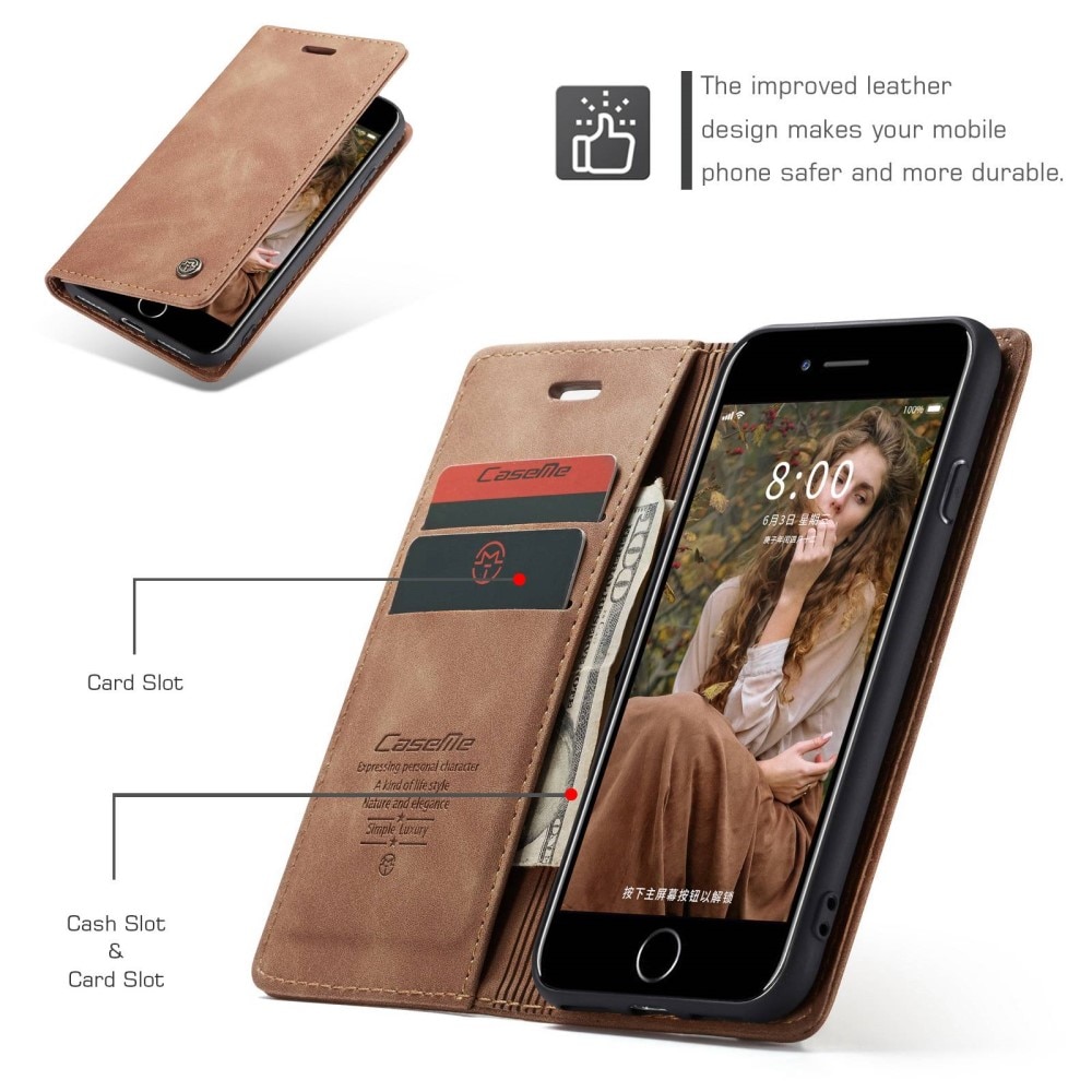 Slim Lommebokveske iPhone SE (2020) cognac