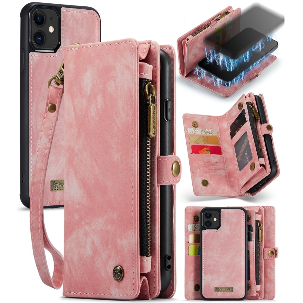 Multi-slot Lommeboksetui iPhone 11 rosa