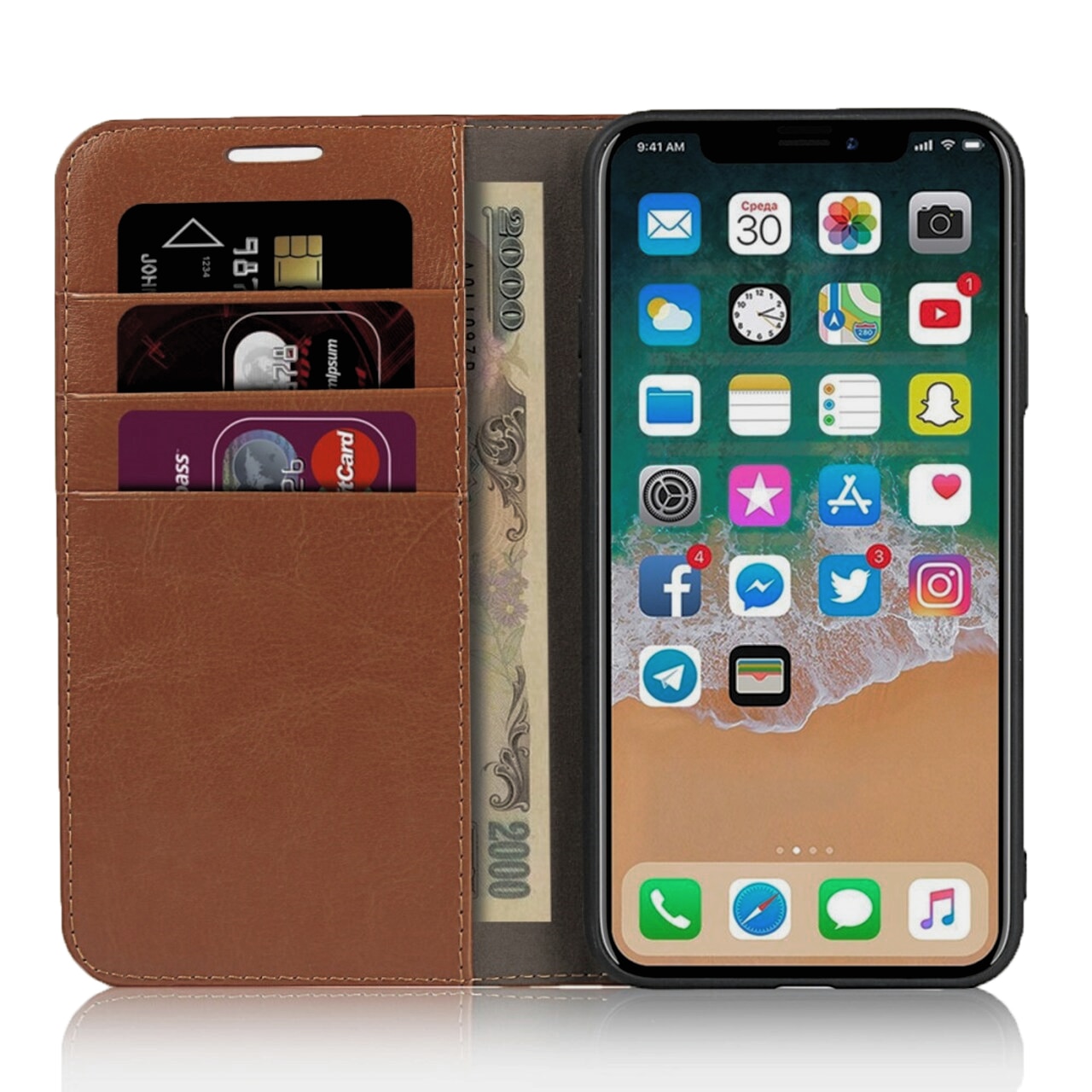 Mobiletui Ekte Lær iPhone 11 Pro brun