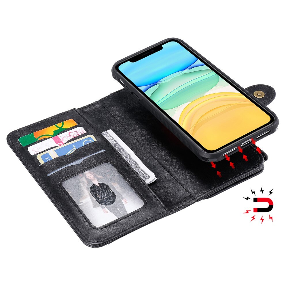 Magnet Leather Multi-Wallet iPhone 11 svart