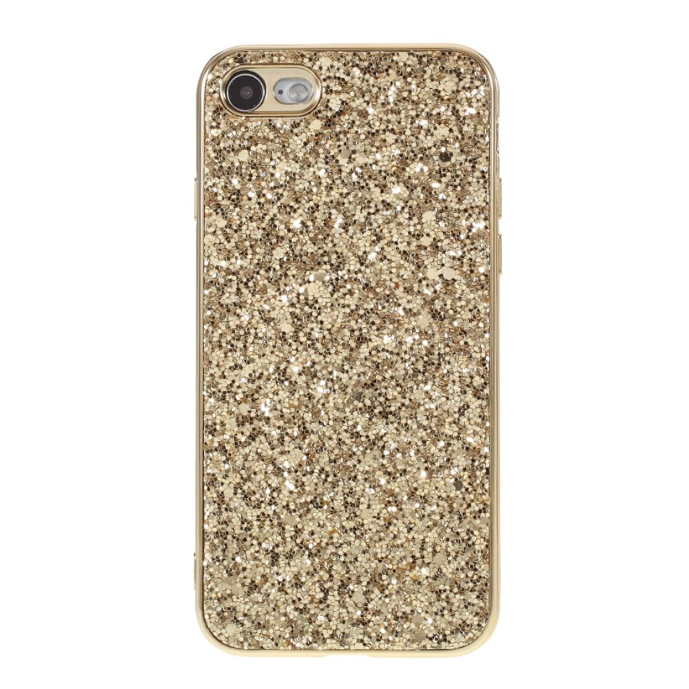 Glitterdeksel iPhone 7 gull