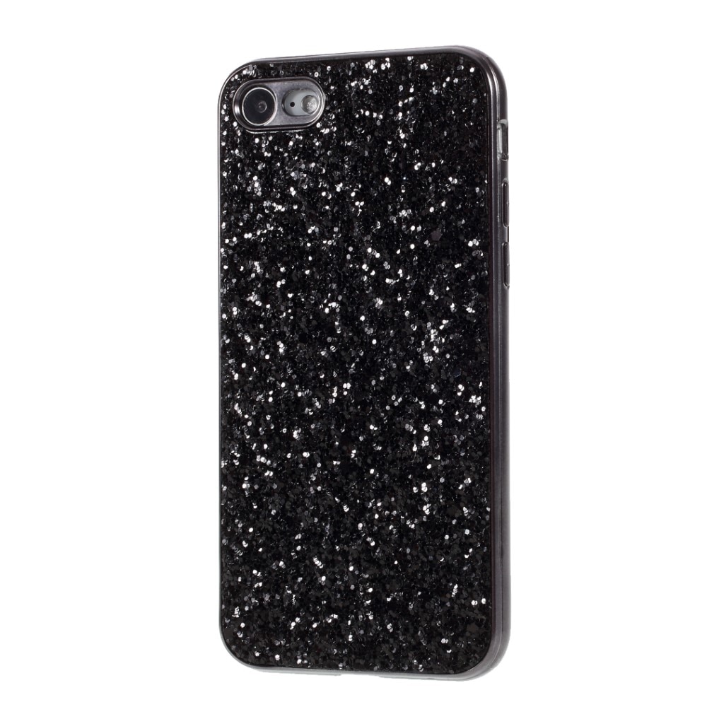 Glitterdeksel iPhone SE (2022) svart