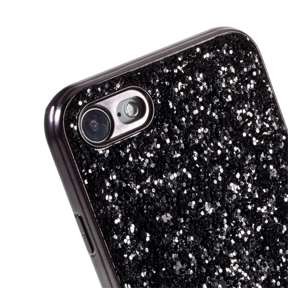 Glitterdeksel iPhone SE (2022) svart