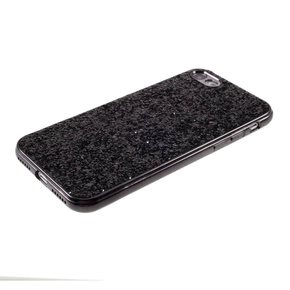 Glitterdeksel iPhone SE (2022) svart