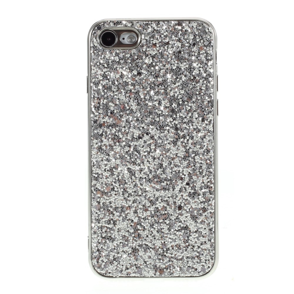 Glitterdeksel iPhone SE (2020) sølv