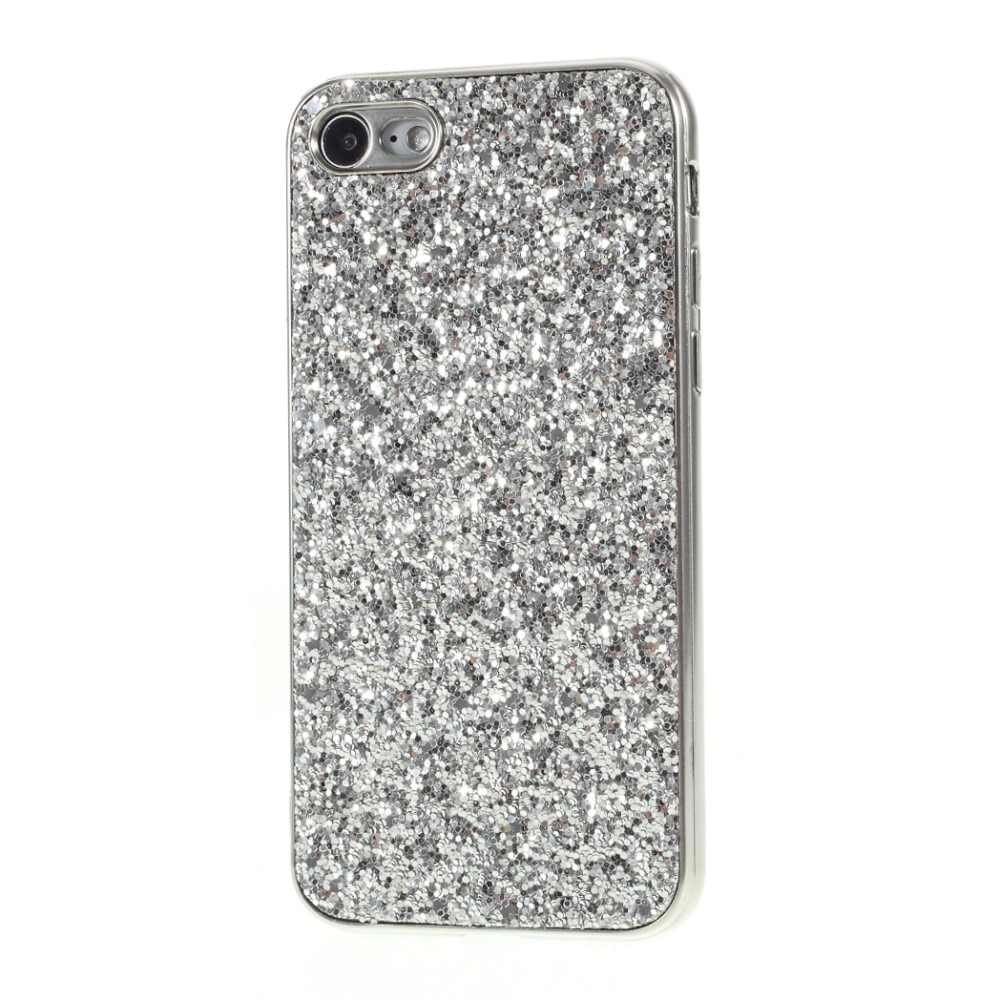Glitterdeksel iPhone SE (2022) sølv