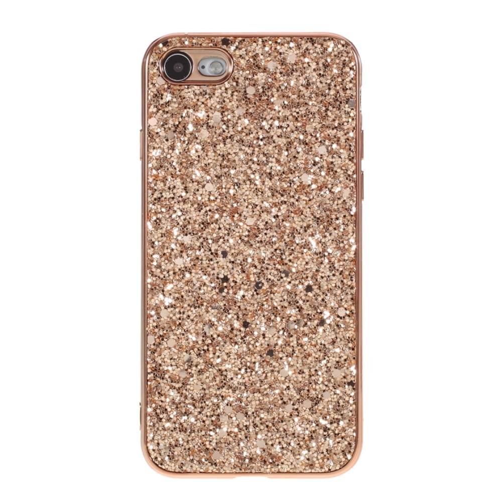 Glitterdeksel iPhone 8 rosegull