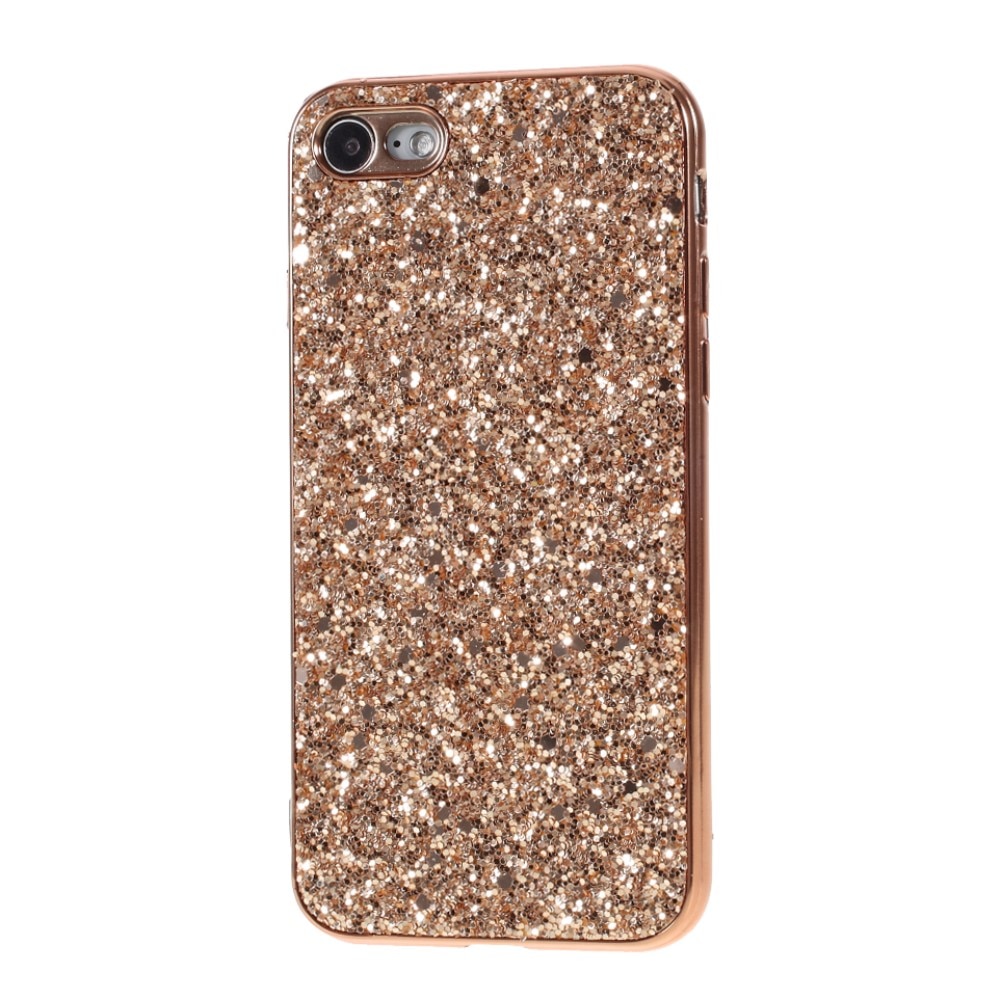 Glitterdeksel iPhone 7 rosegull