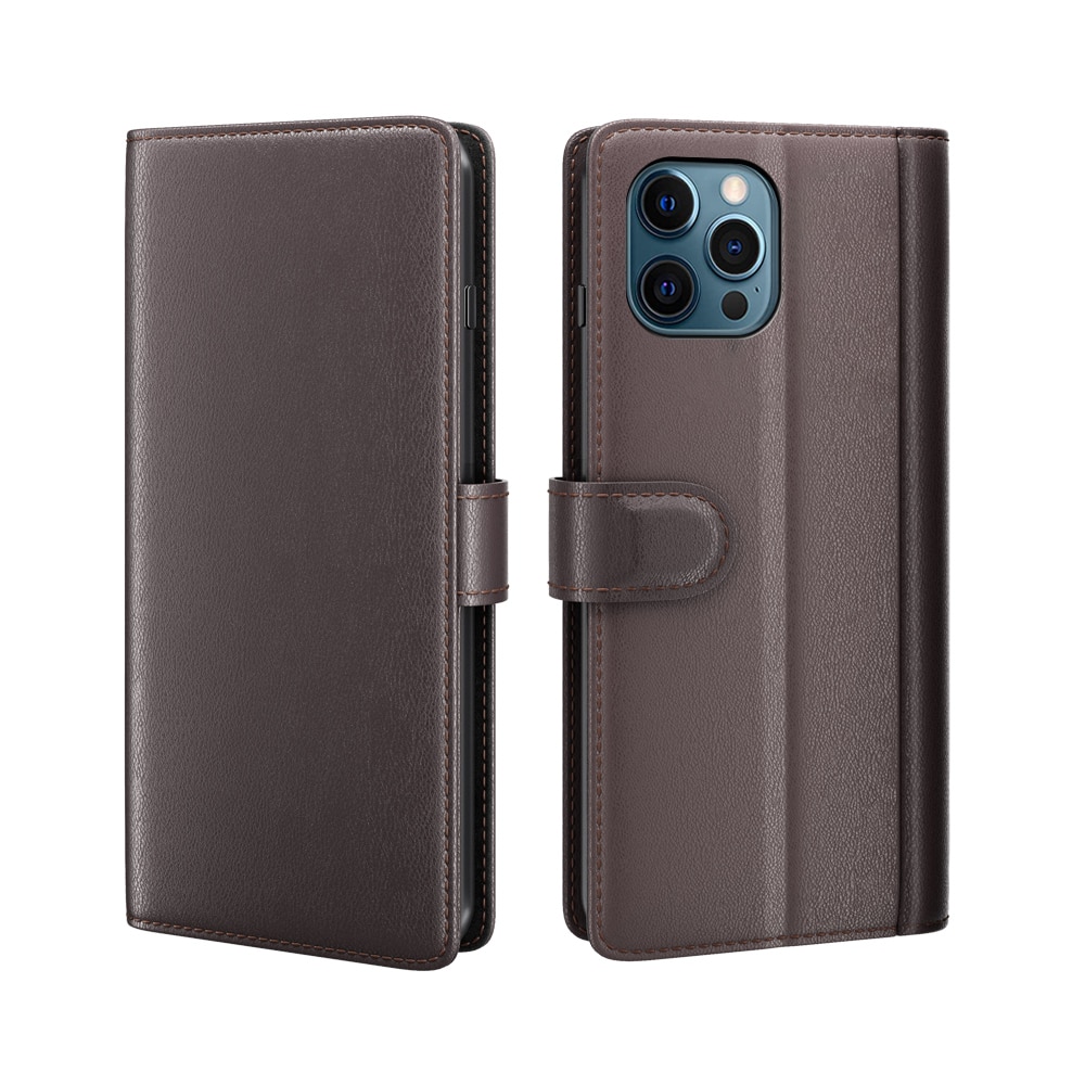 Ekte Lærveske iPhone 12 Pro Max Brun
