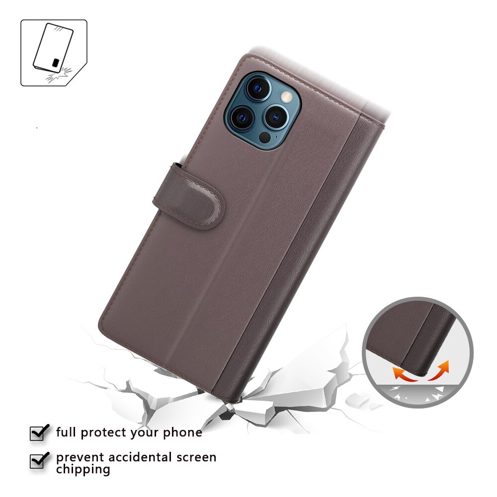 Ekte Lærveske iPhone 12 Pro Max Brun