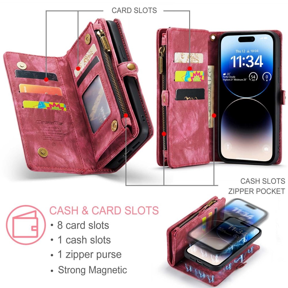 Multi-slot Lommeboksetui iPhone 12 Pro Max rød