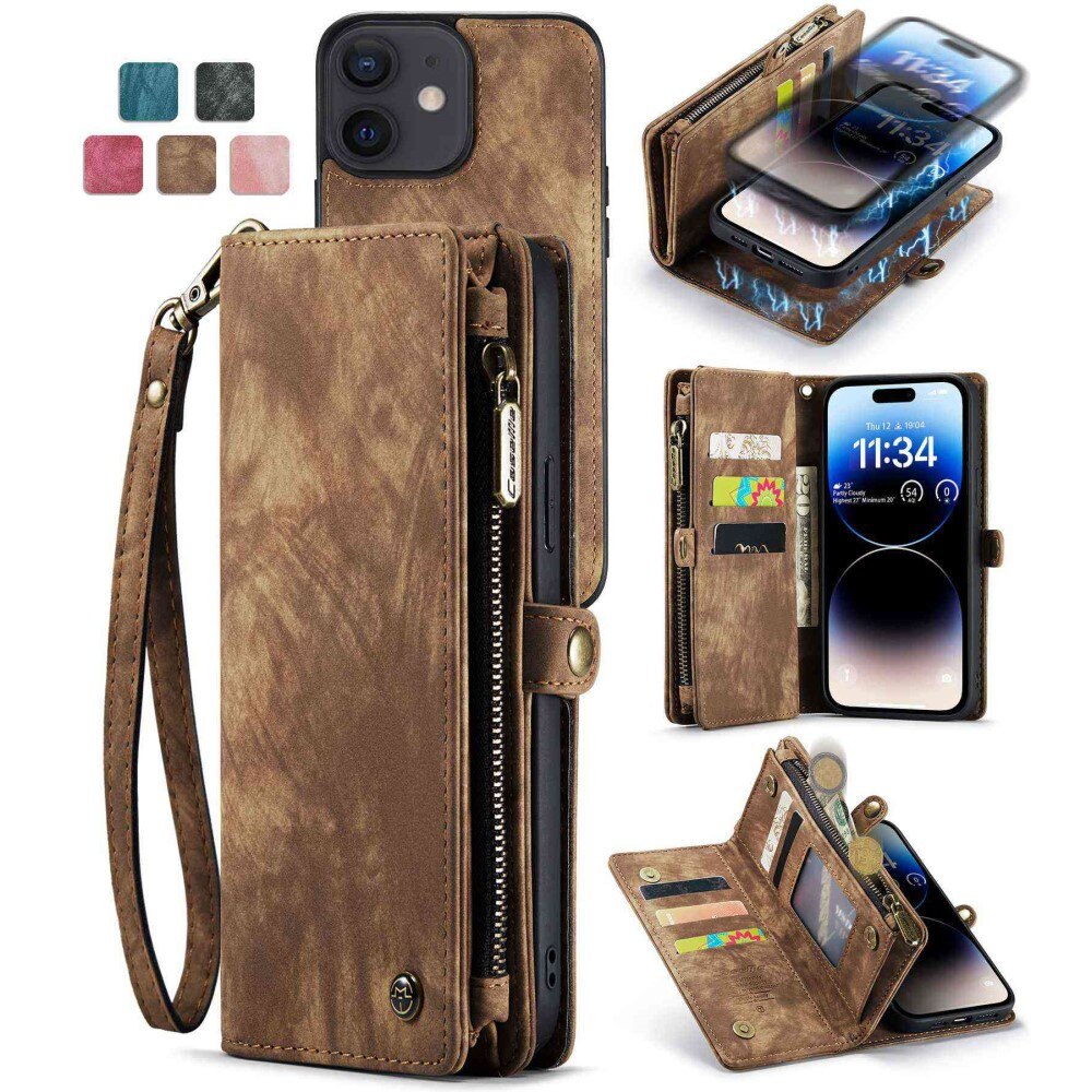 Multi-slot Lommeboksetui iPhone 12/12 Pro brun