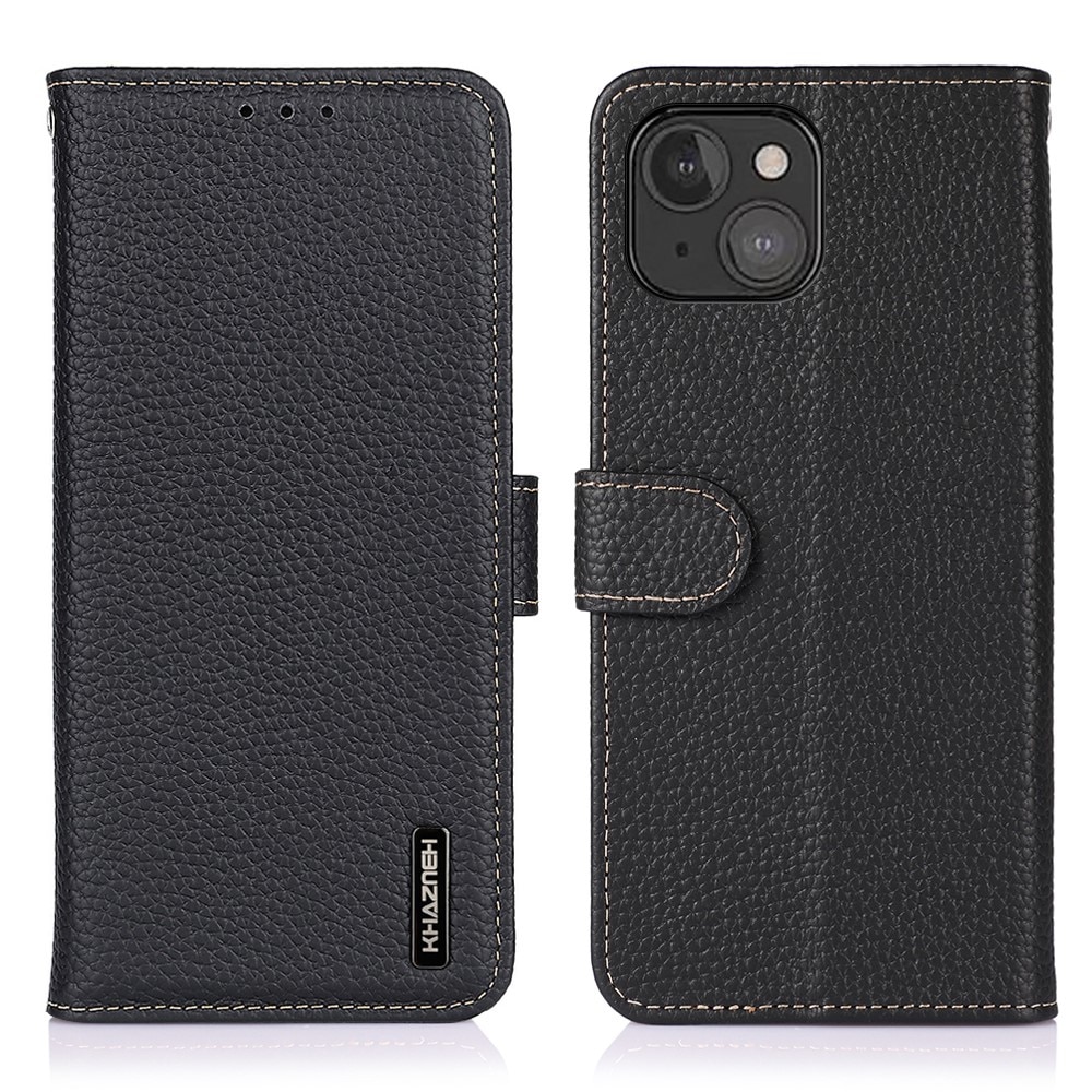 Khazneh Real Leather Wallet iPhone 13 Mini Black