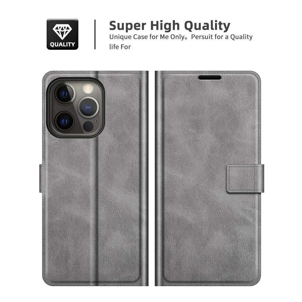 Leather Wallet iPhone 13 Pro Grey