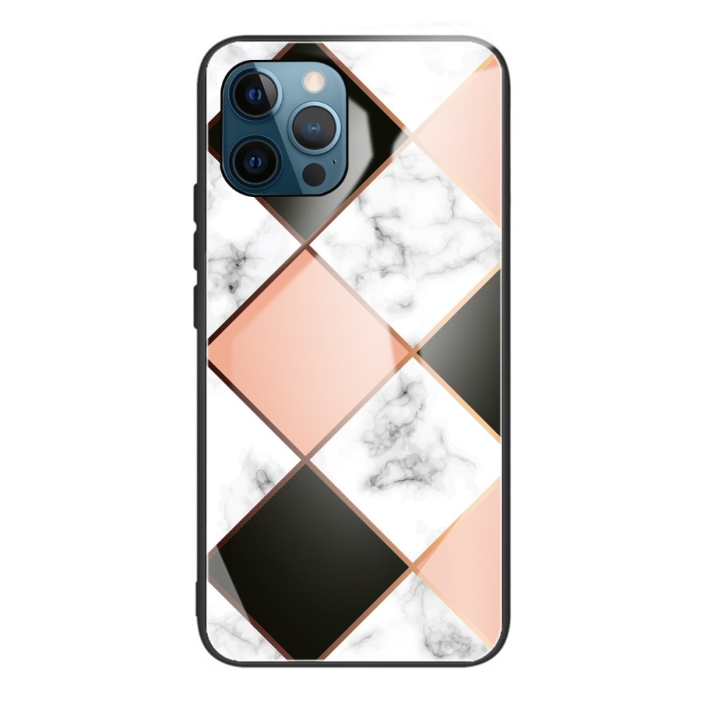 Herdet Glass Deksel Apple iPhone 13 Pro geometriske marmor rosa