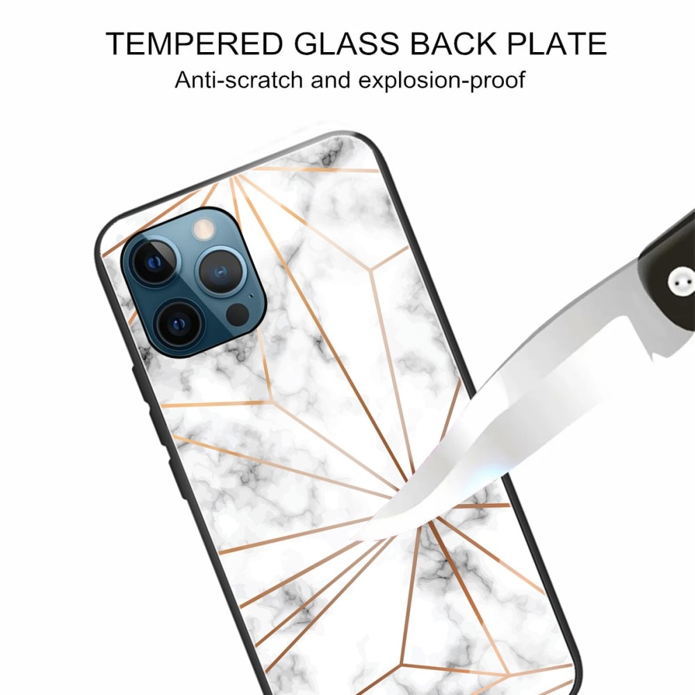 Herdet Glass Deksel iPhone 13 Pro gull marmor