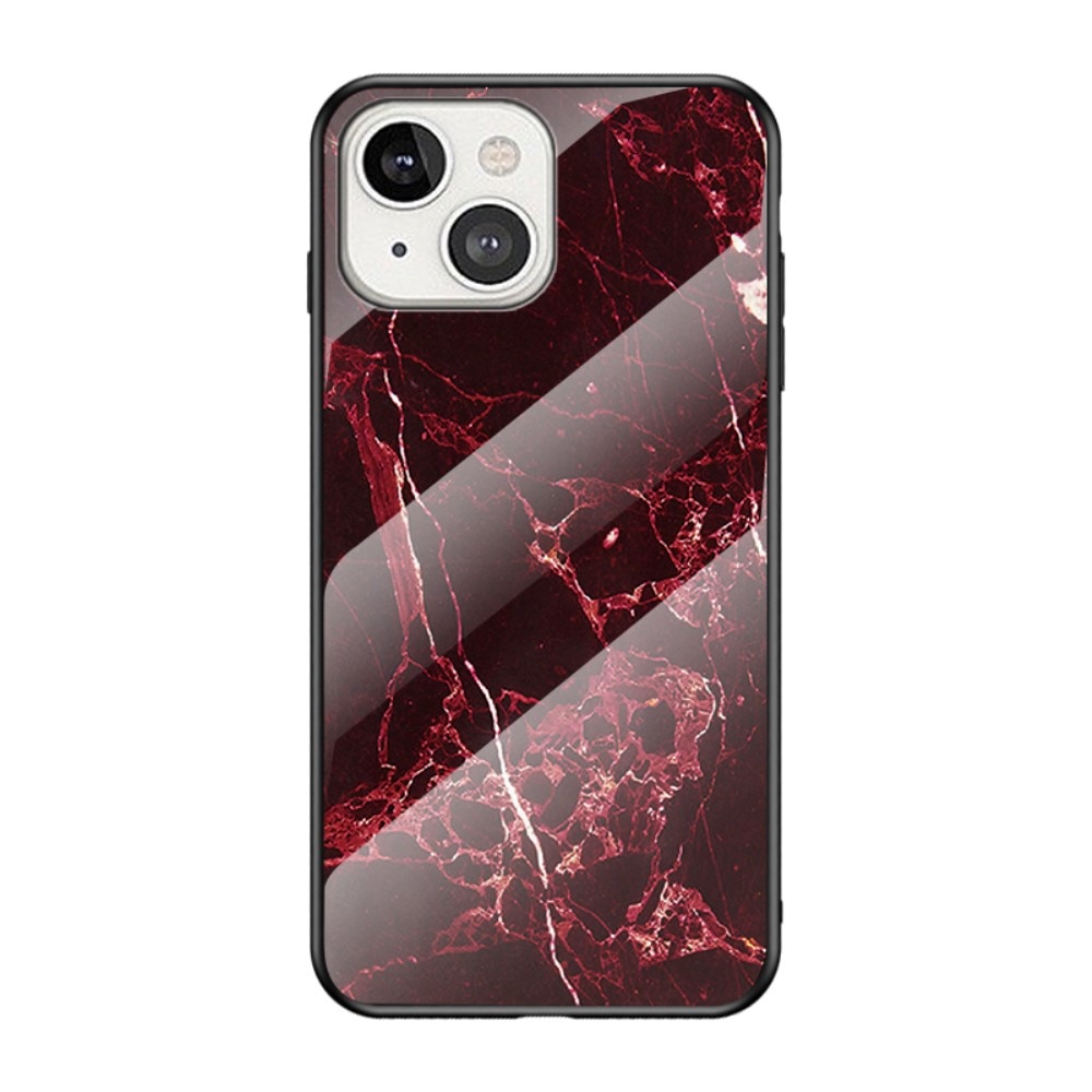 Herdet Glass Deksel Apple iPhone 13 rød marmor