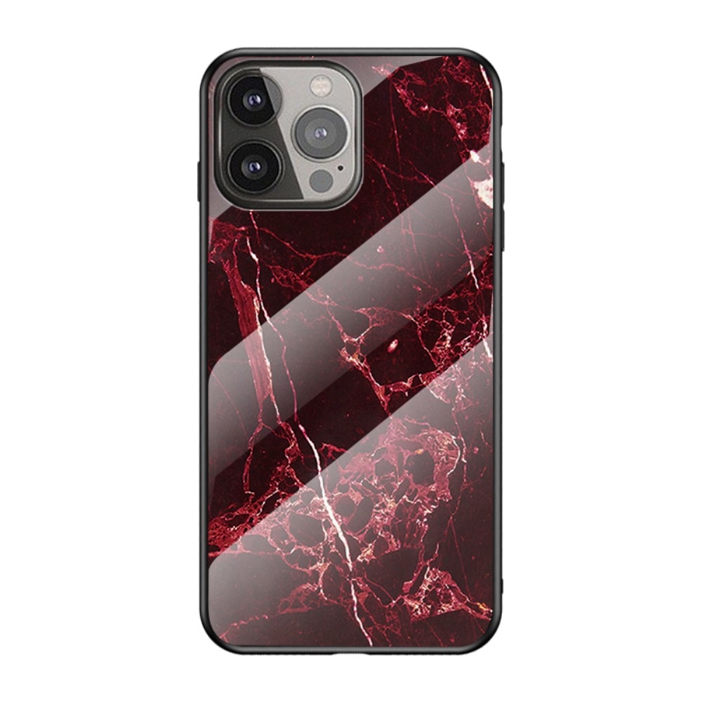 Herdet Glass Deksel Apple iPhone 13 Pro rød marmor