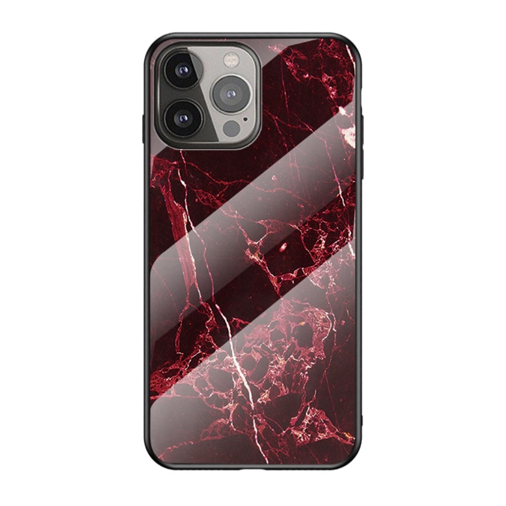 Herdet Glass Deksel Apple iPhone 13 Pro Max rød marmor