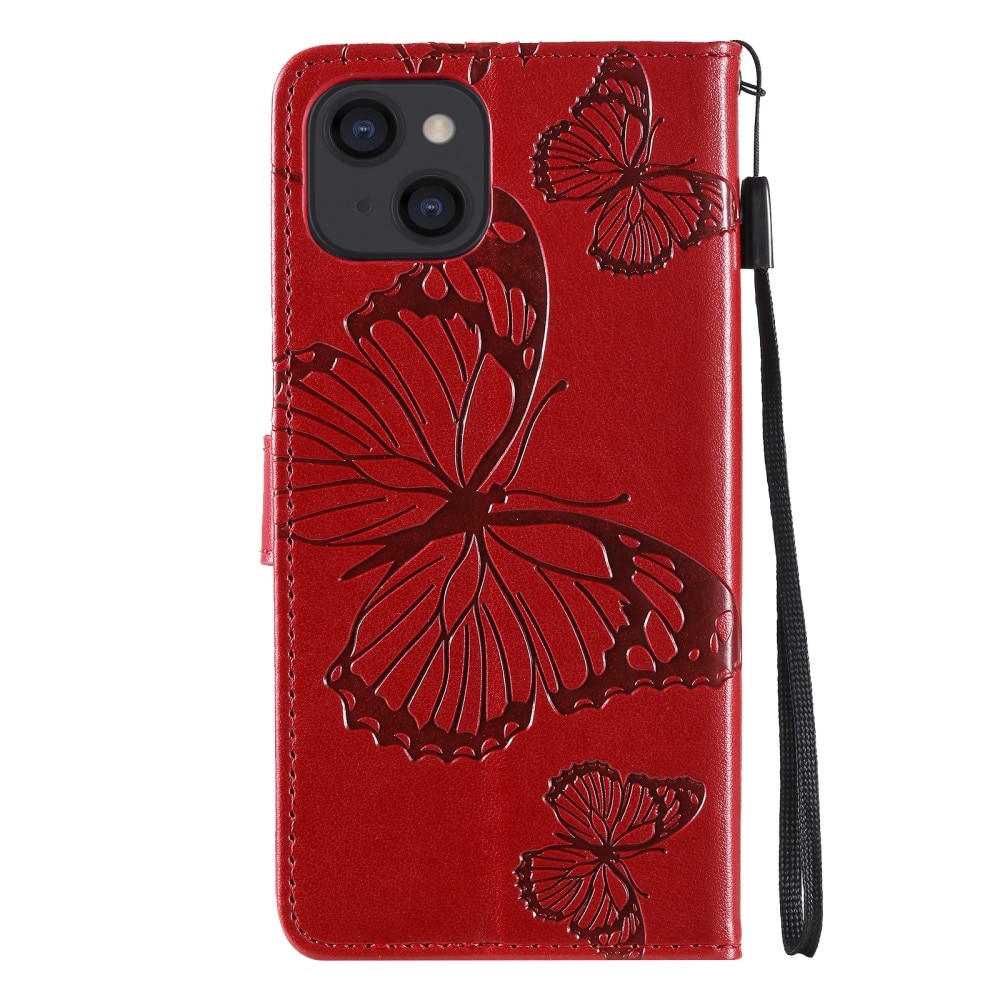 Lærveske Sommerfugler iPhone 13 Mini rød
