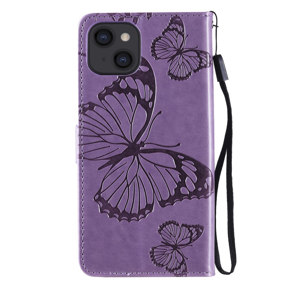 Lærveske Sommerfugler Apple iPhone 13 Mini Lilla