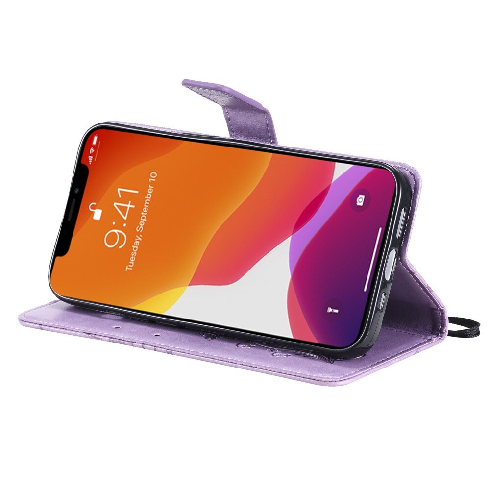 Lærveske Sommerfugler Apple iPhone 13 Mini Lilla