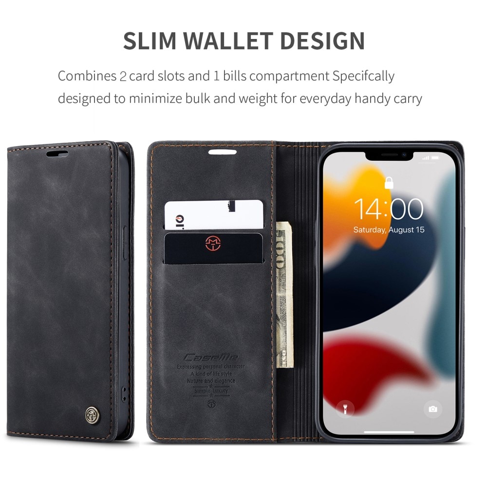Slim Lommebokveske iPhone 13 Pro Max svart