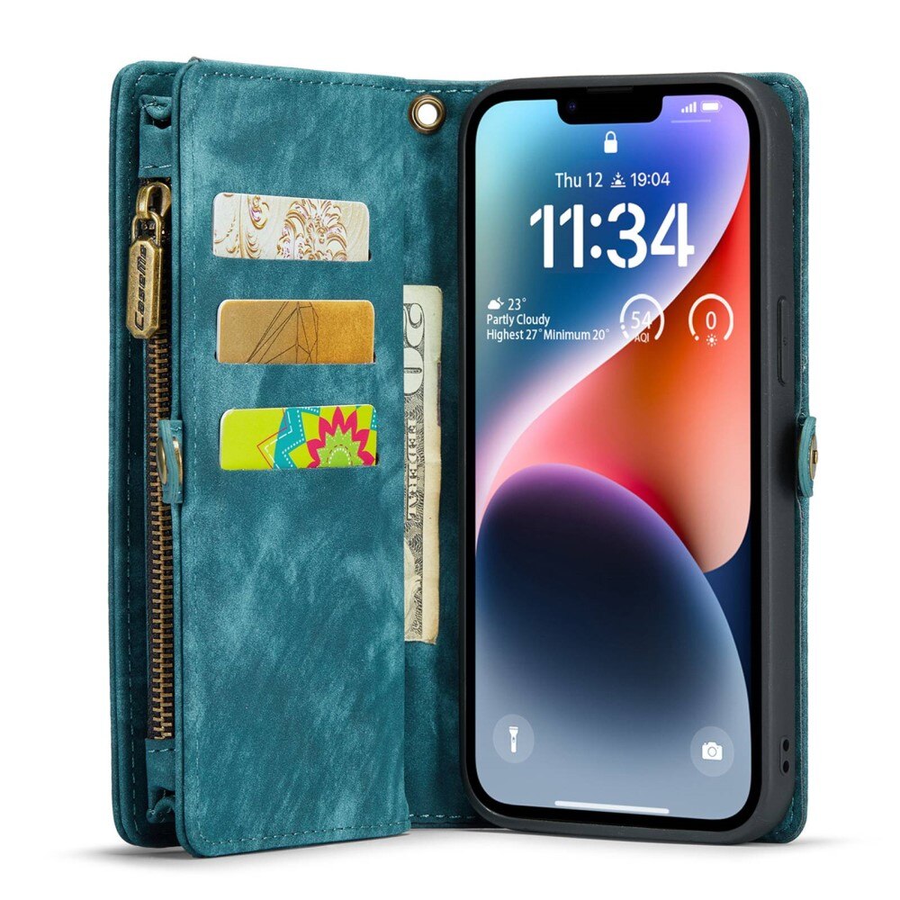 Multi-slot Lommeboksetui iPhone 13 Blå