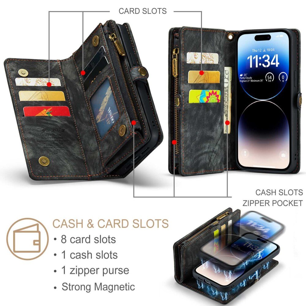 Multi-slot Lommeboksetui iPhone 13 Pro Max Grå