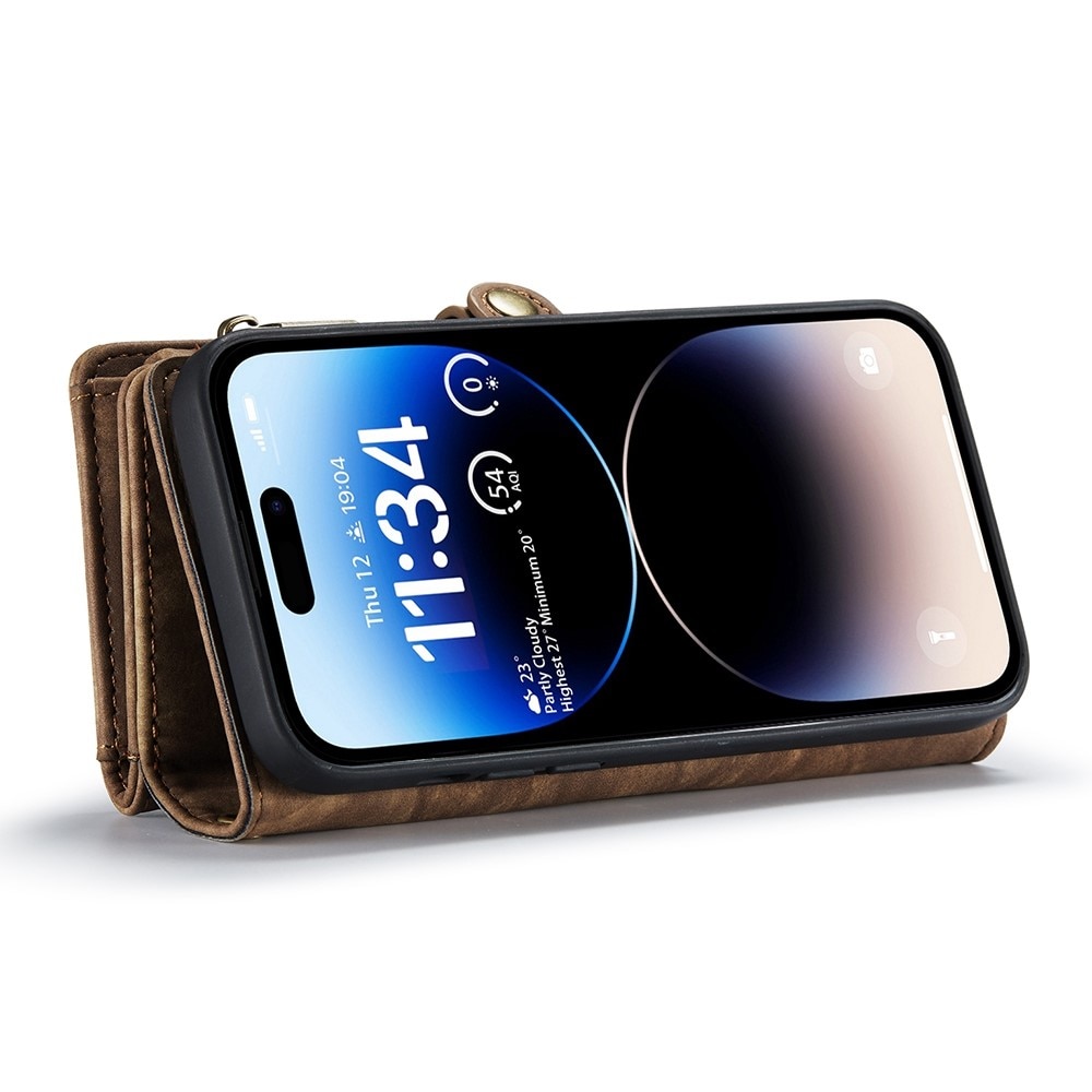 Multi-slot Lommeboksetui iPhone 13 Pro Max brun