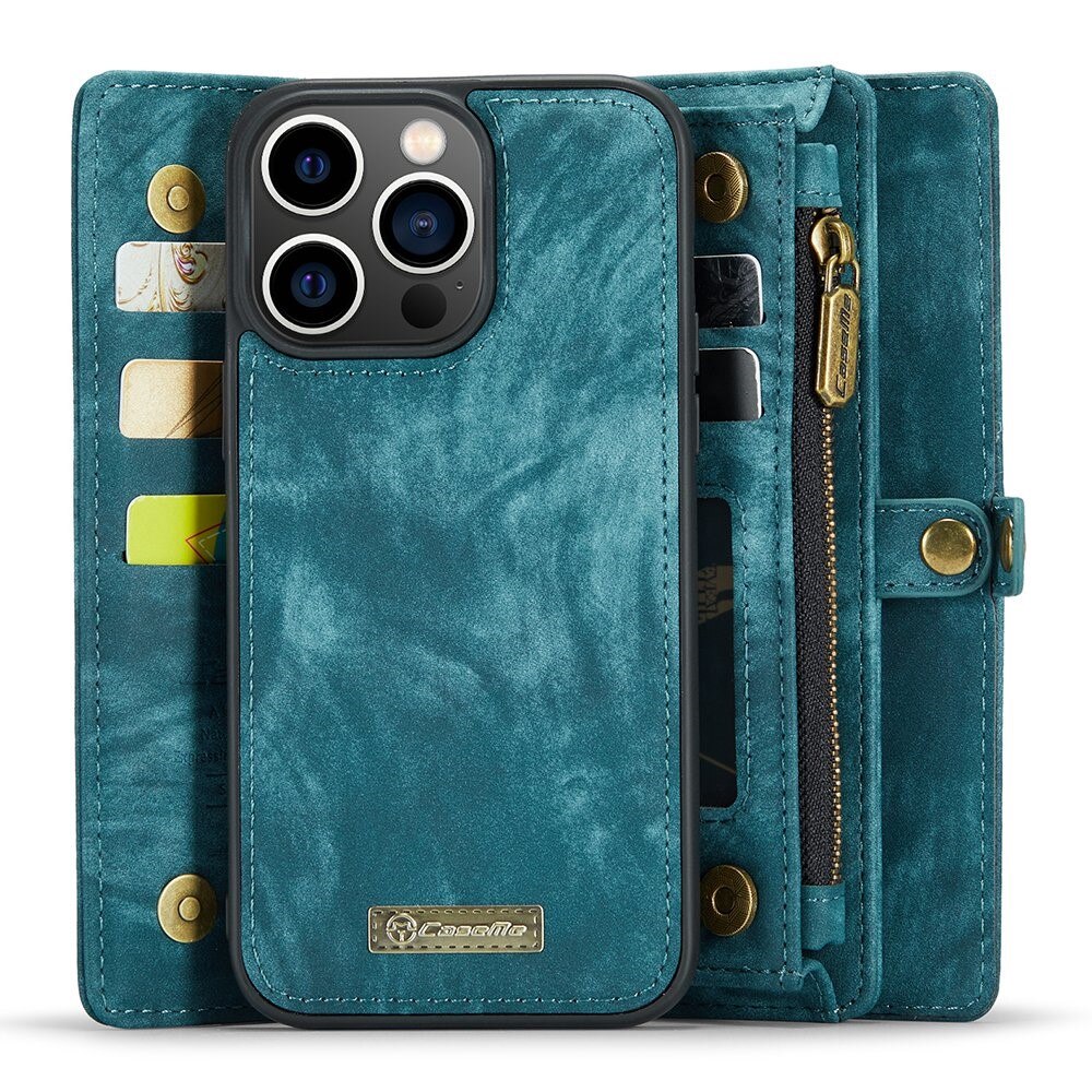 Multi-slot Lommeboksetui iPhone 13 Pro Max Blå