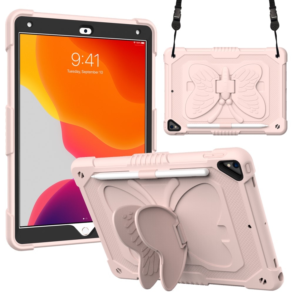 Hybriddeksel sommerfugl iPad 10.2 7th Gen (2019) rosa